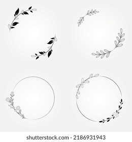 branches floral set leaf botanical frame. wreath vector illustration ornament. invitation card wedding save the date needs.