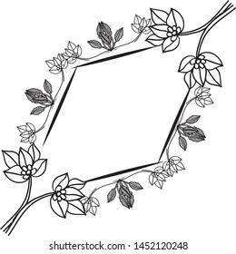 Branches flower isolated on white background, floral frame design elements for invitations, greeting cards. Vector