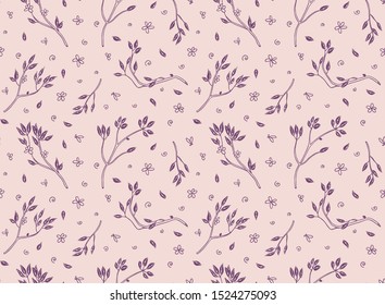 Branches with flowers. Seamless background.