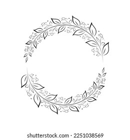 branches full of leaves hand drawn various patterns Suitable for decorating wedding cards, parties, parties, banners, logos.