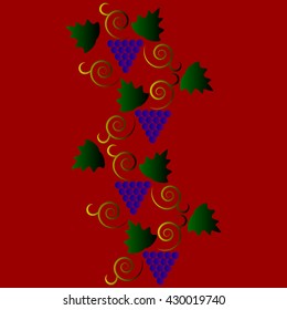 branches with grapes on a red background
