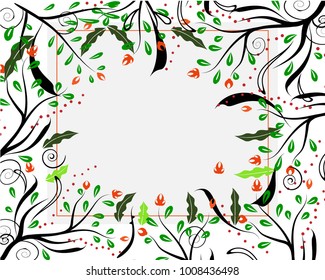 Branches and green leaves