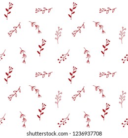 Branches hand drawn doodles Seamless Pattern, Christmas wreath decoration background. Vector illustration.
