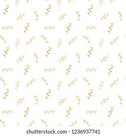 Branches hand drawn doodles Seamless Pattern, Christmas wreath decoration background. Vector illustration.