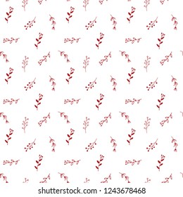 Branches hand drawn doodles Seamless Pattern, Christmas wreath decoration background. Vector illustration.
