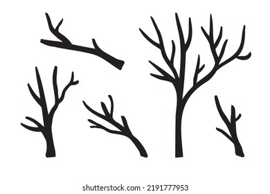 Branches hand drawn set. Branch Ink illustration. Design element. Vector illustration