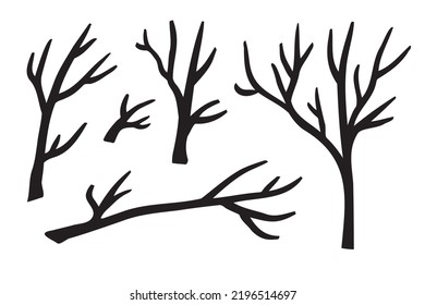 Branches hand drawn set. Branch Ink illustration. Design element. Vector illustration
