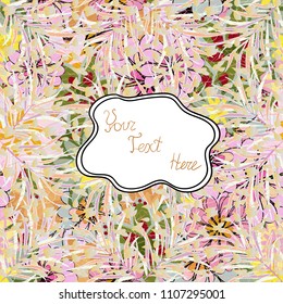 Branches and herbs with leaves. Seamless. Ink illustration. Hand drawn vector decorative elements for your design. Leaves on neutral, beige and white background.