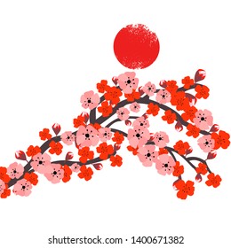 Branches of Japanese cherry blossoms. Vector illustration