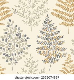 Branches with leaf repeat pattern design vector illustration print 