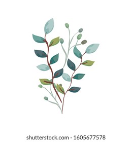 branches with leafs nature ecology isolated icon vector illustration design