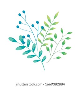 ramas con folletos ecología natural aislado icono ilustración vectorial diseño