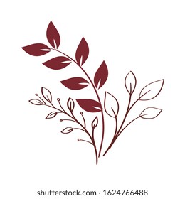 branches with leafs nature isolated icon vector illustration design