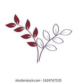 branches with leafs nature isolated icon vector illustration design