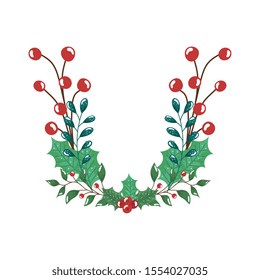 branches with leafs and seeds isolated icon vector illustration design