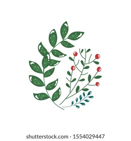 branches with leafs and seeds isolated icon vector illustration design