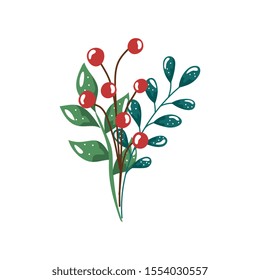 branches with leafs and seeds isolated icon vector illustration design