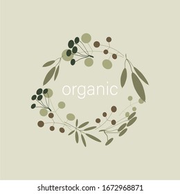 branches, leaves and berries are collected in a logo. natural colors