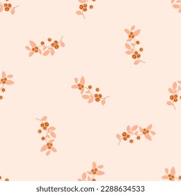 Branches with leaves and berries. Seamless graphic design. Fashion, interior, wrapping, packaging suitable. Beautiful pattern for fabrics and wallpapers. - Vector