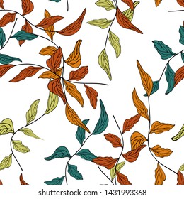 Branches with leaves drawn vector illustration eps 10