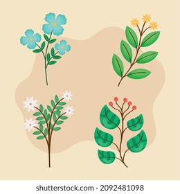 branches with leaves and flowers