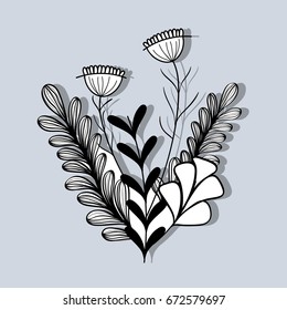 branches with leaves and flowers with petals