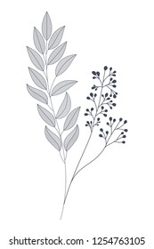branches with leaves isolated icon