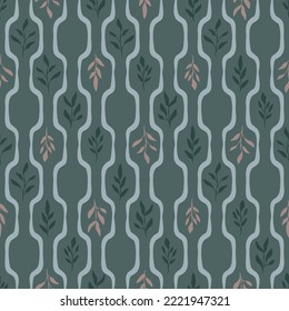 Zweige und Blätter. Einfaches Blumendesign für Tapeten, Textilien, Umhüllung. Dekorativer Hintergrund. Nahtloses Vektormuster.
