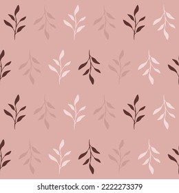 Branches and leaves. Simple floral design for wallpaper, textile, wrapping. Decorative background. Seamless vector pattern.