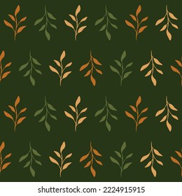 Branches and leaves. Simple floral design for wallpaper, textile, wrapping. Decorative background. Seamless vector pattern.