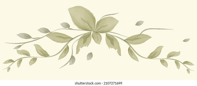 branches with leaves, watercolors, for the design of postcards, invitations and other purposes