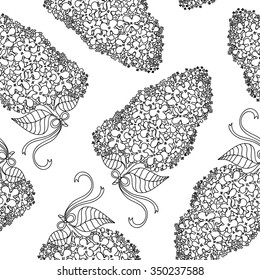 Branches of lilac flowers. Good for wallpaper, textile, background, design of wedding invitation, poster, cover of book, post cards. Spring and summer theme of illustration