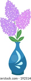 Branches of lilac flowers in a vase icon. Potted plant. Vector illustration