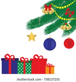 branches of the New Year tree and gifts