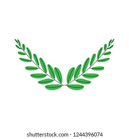 Branches of olives, symbol of victory, vector illustration, flat silhouette, icon, object for design, laurel, wreath, awards, roman, victory, crown, winner, ornate, vignette