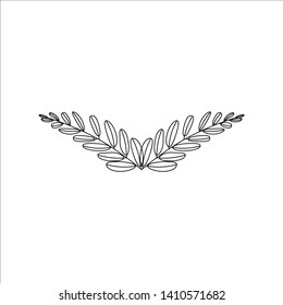 Branches of olives, symbol of victory, vector illustration, line silhouette, black, white, icon, object for design, laurel, wreath, awards, roman, victory, crown, winner, ornate, vignette