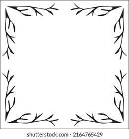 Ramas marco ornamental, borde decorativo para tarjetas de felicitación, banners, invitaciones. Ilustración vectorial aislada.