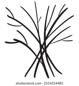 Branches pile icon isolated. Dry twigs pile ready for campfire, black sticks, boughs heap symbol, dry thin branches, brushwood