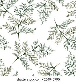 Branches of plants seamless watercolor pattern 