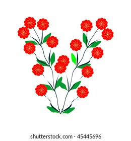 Branches of red daisies