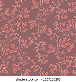 branches with red leaves on the dark brown color