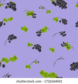 Branches of ripe black currant. Use as background for napkins, wrapping paper and textiles