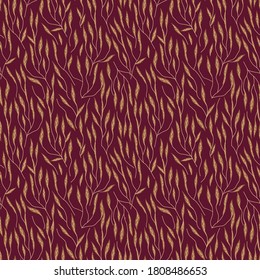 Branches seamless pattern. Floral drawn background with leafs. Texture for textile, wallpapers, crafts, prints