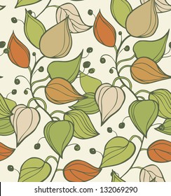 Branches seamless texture. Decorative modern floral background. Pattern with leafs. Beautiful ornate template for design