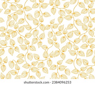 Branches seamless vector leaf. Decorative light modern yellow leaf background. Pattern with leafs. Beauty ornate template for design