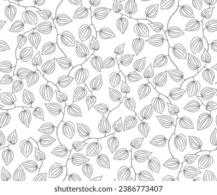 Ramifica hojas vectoriales sin fisuras. El fondo de la hoja negra es moderno y claro. Patrón con hojas. Plantilla decorativa de belleza para el diseño