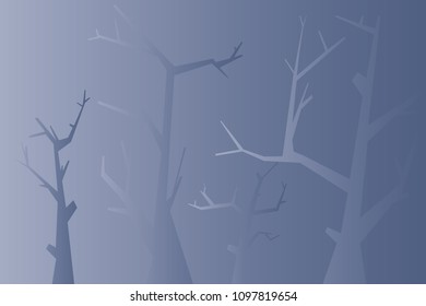 Branches silhouette graphic vector. Design gradient blue on blue black background. Design print for illustration, wallpaper, background, textile. Set 5