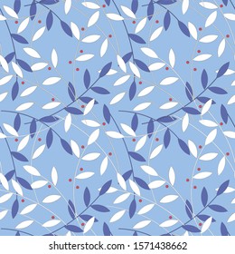 Branches with slots and berries. Winter background. Vector illustration.