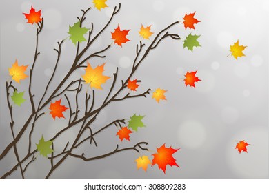 The branches of a tree with a lot of leaves. Autumn. Vector illustration.
