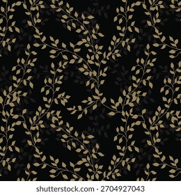 Árvore ramificações deixa vetor rico padrão sem emenda. Impressão de tecido de vestido de moda de verão. Padrão floral de folhagem de jardim ou de planta de casa. Ilustração de galhos de plantas. Impressão de folhagem de árvore.
